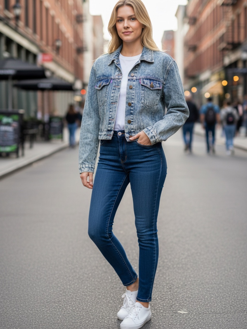 Vintage Acid Washed Blue Cropped Jean Jacket